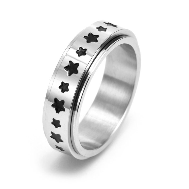 Gioielli da uomo e da donna, semplici anelli in acciaio inossidabile con stella a cinque punte, stile freddo e decompressione_voghion.com