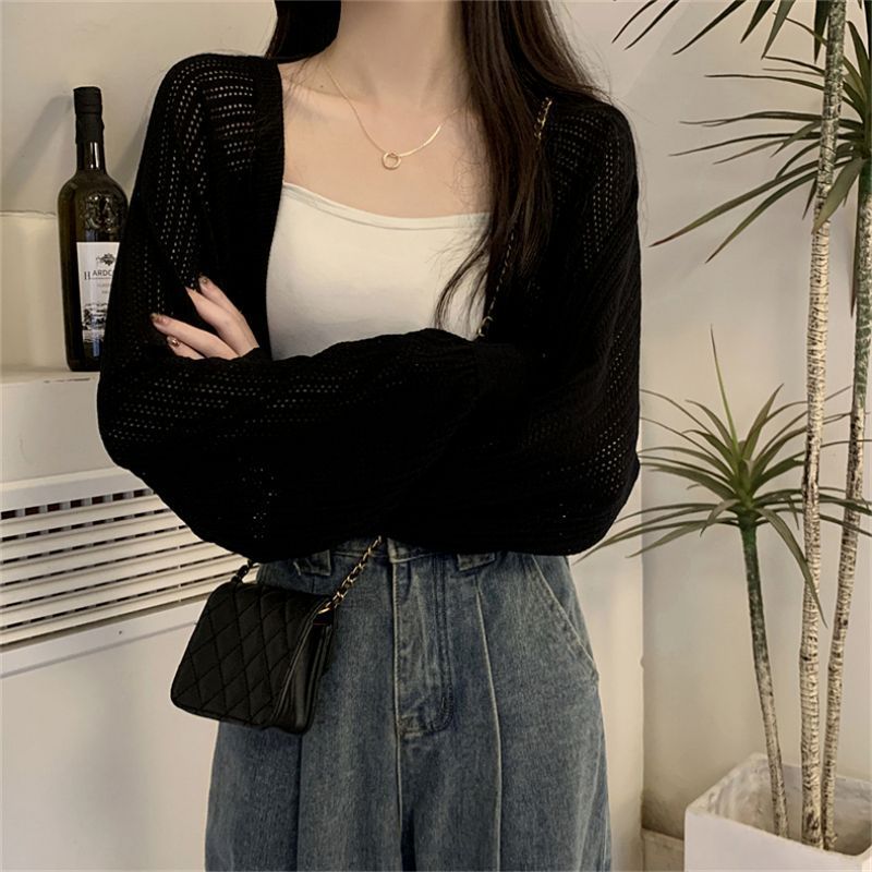 Cardigan châle de protection solaire pour femmes, été fin 2025, nouveau style, débardeur tricoté, robe camisole, cache-cœur_voghion.com