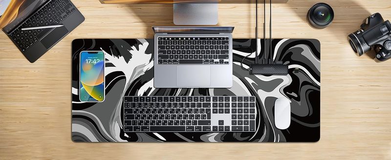 Großes Mauspad für den Schreibtisch, Gaming-Mauspad mit genähten Kanten, rutschfester Unterseite, Schreibtischunterlage, Schreibtischunterlage für Tastatur und Maus_voghion.com