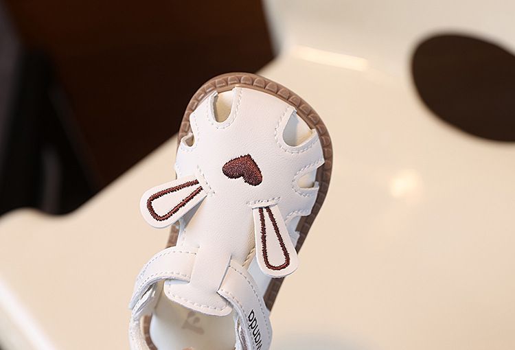 Zapatos Baotou de estilo princesa de verano para bebés y niños pequeños, con orejas de conejo, suela suave, para playa_voghion.com