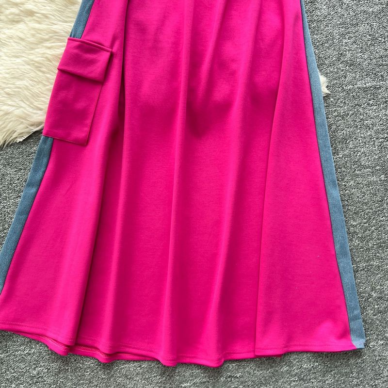 Roupas femininas Salty Light Mature Terno de duas peças para mulheres Verão Cordão na cintura Duas peças Top de manga curta Cintura alta Denim Patchwork Saia_voghion.com