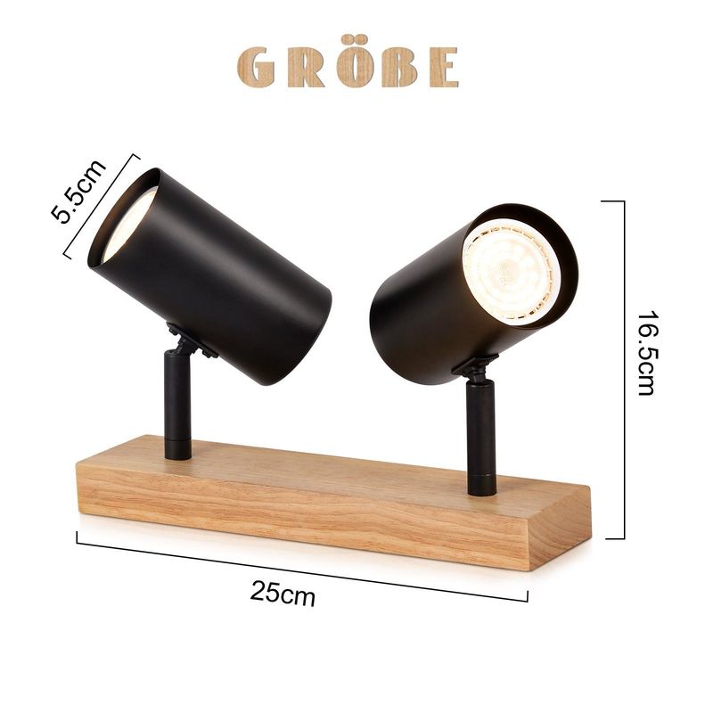 Glitzerlife Deckenstrahler Weiß Holz Deckenleuchte - Deckenlampe GU10 2 Flammig Flurlampe Modern Indoor Deckenspots Schwenkbar 350° Spotslight Für Küchen Korridor_voghion.com