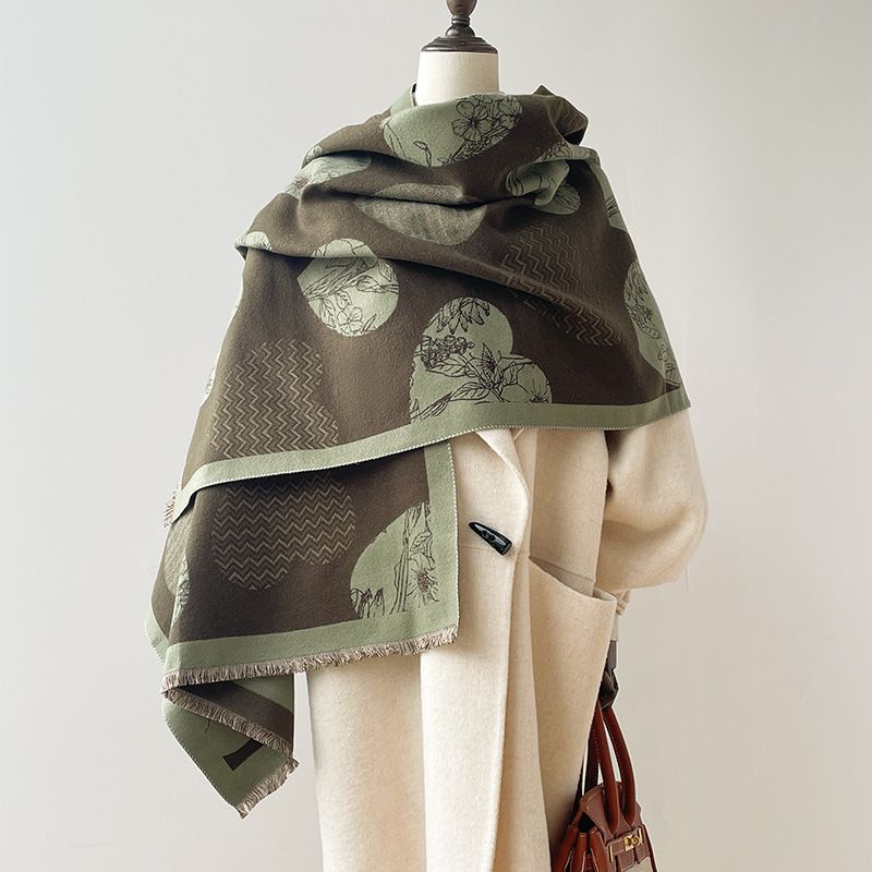 Silhouette a forma di cuore, linee floreali, stile autunnale e invernale personalizzato alla moda per le donne, caldo cashmere_voghion.com