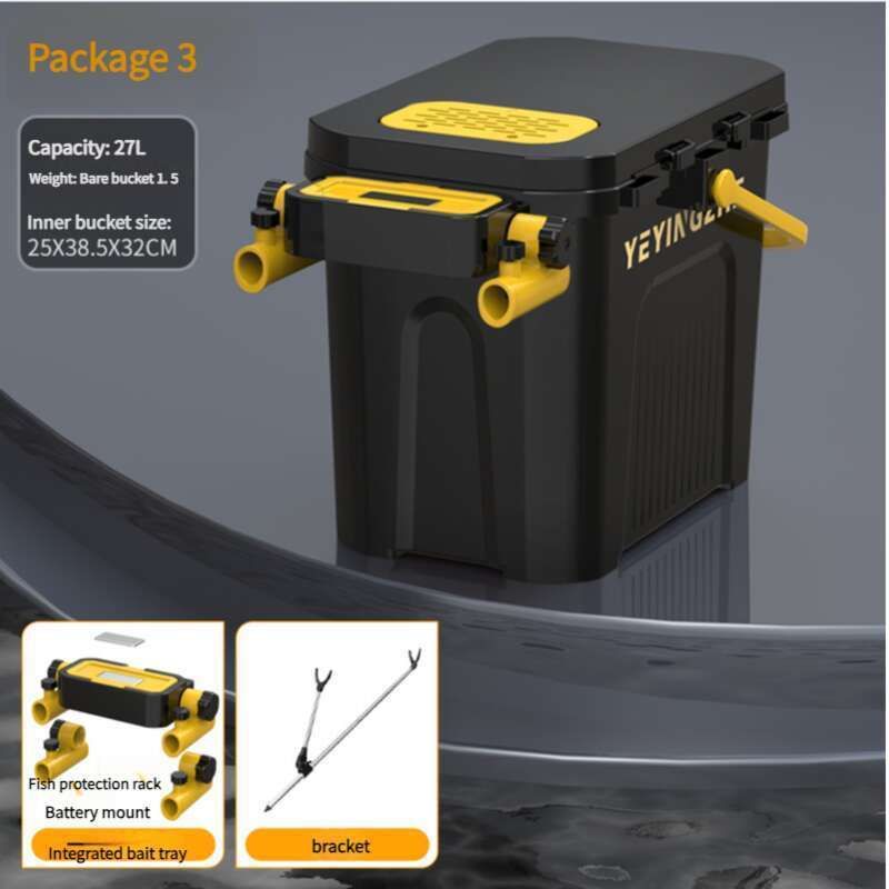 Camper Multifunctional Bucket With Sitting Box, New Complete Set Of Equipment, Black Gold Fishing Box_voghion.com