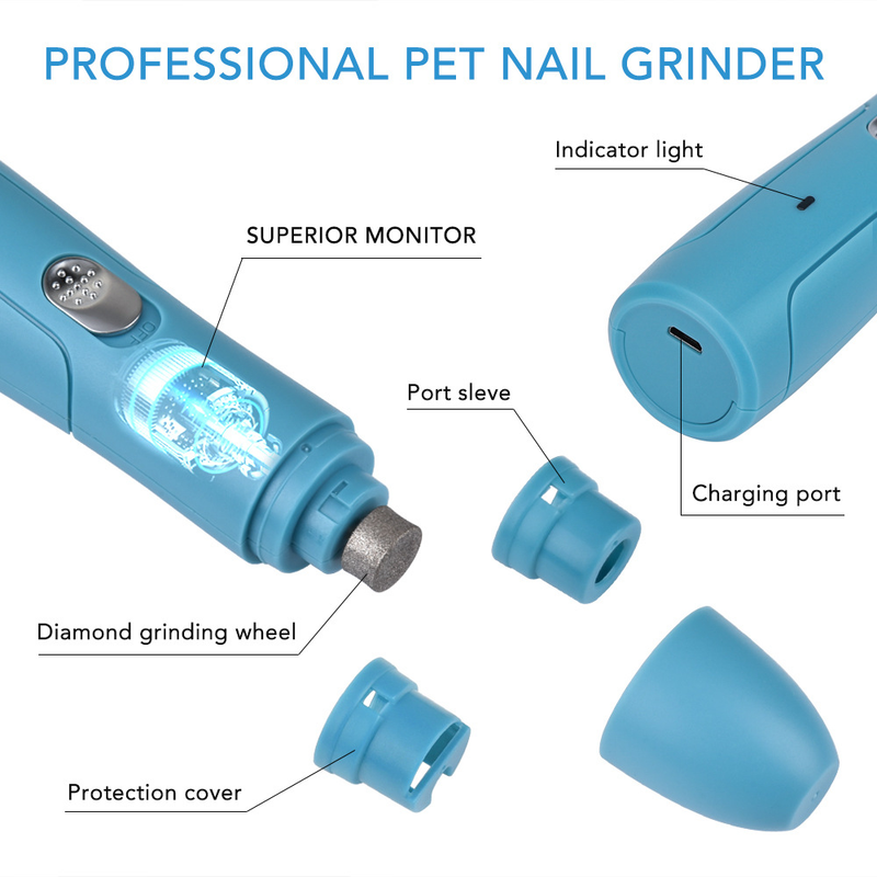 Kit de coupe-ongles rechargeable USB pour animaux de compagnie, tondeuse électrique pour chien, broyeur à ongles_voghion.com