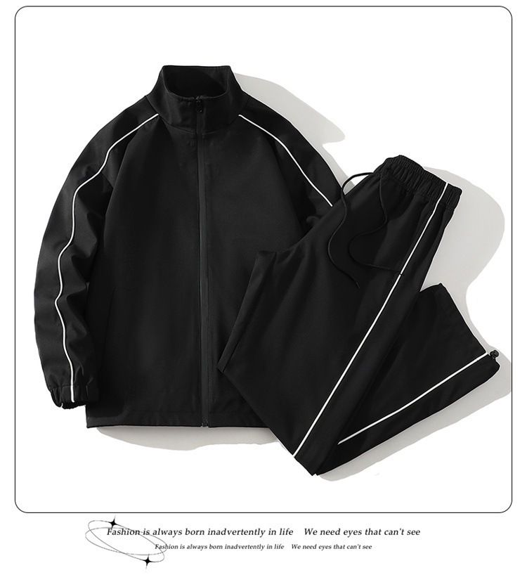 Ensemble de vêtements de sport décontractés pour hommes, veste et pantalon légers et imperméables, tenue deux pièces pour adolescents et couples (noir, blanc, rose, violet) - M-4XL_voghion.com