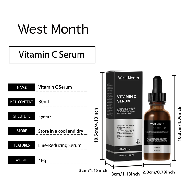 West&Month Vitamin C Facial Essence, Moisturizing And Moisturizing Skin Smooth, Delicate And Even Skin Tone_voghion.com