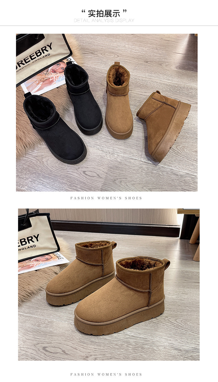Pioggia con la stessa moda Stivali da neve rialzati con suola spessa Donna Plus Velluto addensato a prova di freddo Scarpe invernali da donna Scarpe di cotone Scarpe calde_voghion.com