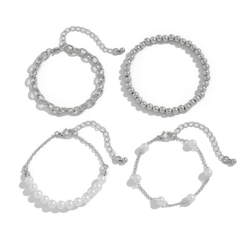Sweet And Cool Pearl Bead Stacked Set With Ins Style Multi Layer Chain Bracelet Jewelry_voghion.com