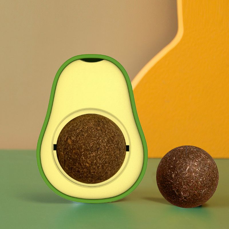 Guangying Katzenspielzeug, kreatives Zahnreinigungsspielzeug, rotierender Avocado-Katzenminze-Ball, Katzen-Kauspielzeug, Heimtierbedarf_voghion.com