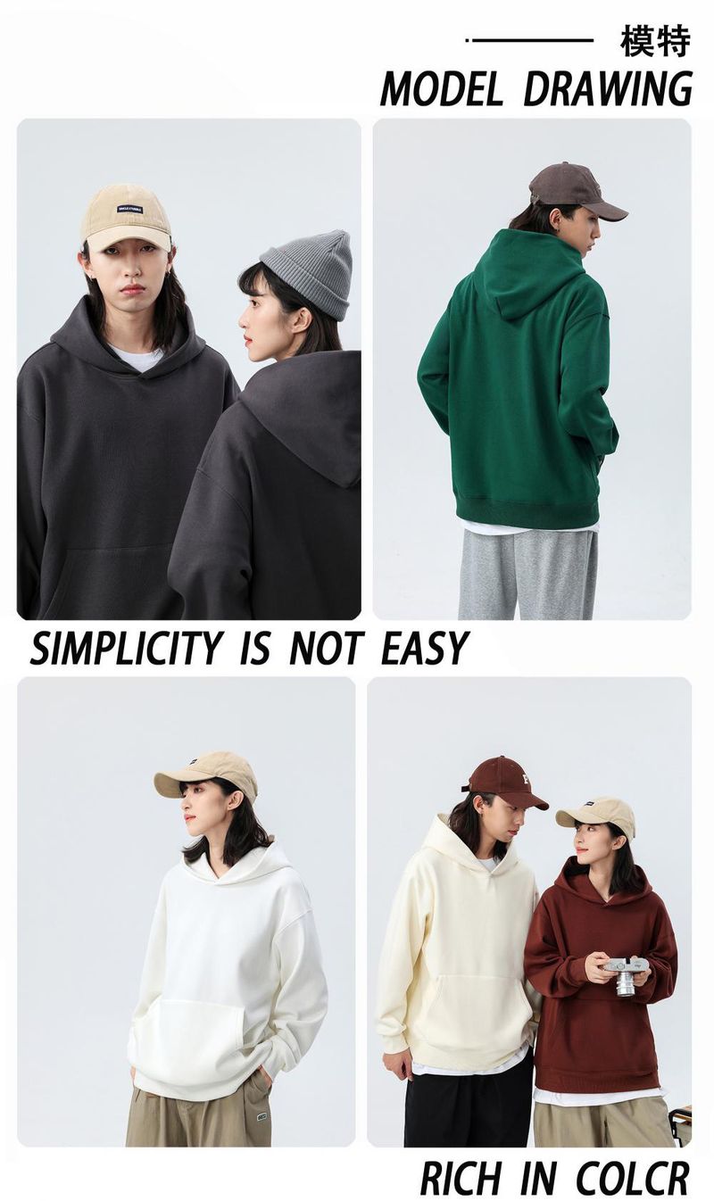 16.9oz 480gsm Heavy Weight Cotton Plus Velvet Hooded Sweater Men Thickened Tight Polar Fleece Pullover Hoodie Women Sweatshirt_voghion.com