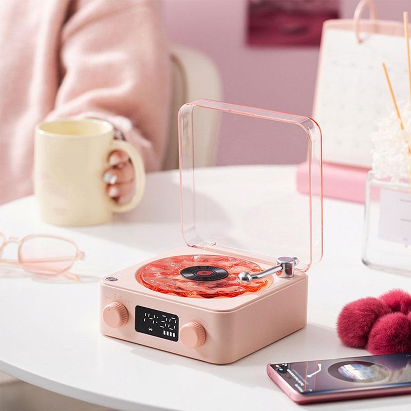 Wave vinyl record player Wireless Retro Sleep Aid Speakers Music Center White Noise W Bluetooth Light Sound Speaker_voghion.com