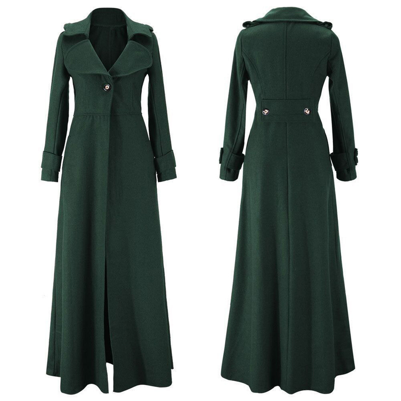 Herfst- en winterwollen kasjmierjas Lange damesjas met één knop Trenchcoat Lange wollen jassen Mode-windjack_voghion.com