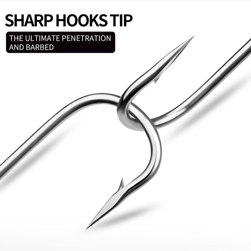 Single Barbed Rock Sea Fishing High Carbon Steel Long Handle Lure Fish Hook With Hole And Loop 100 Pieces/Pack_voghion.com