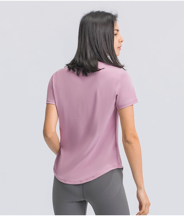 Tricou nou pentru alergare de vară pentru femei, top simplu și largi pentru yoga cu mâneci scurte, îmbrăcăminte sport ușoară și respirabilă pentru alergare și fitness_voghion.com