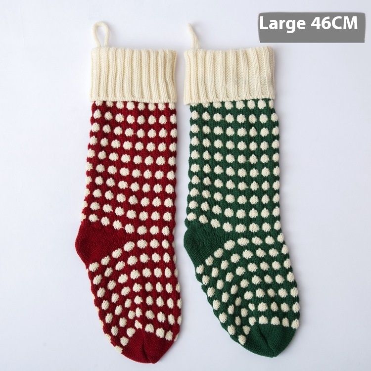 Grote maat 46CM garen gebreide cadeau decoratie snoepzak stippen hanger kerst sokhoes_voghion.com