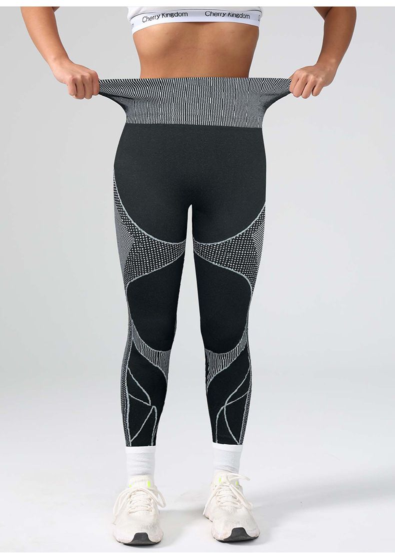 Seamless New High-Waist Tummy Control Butt-Lifting Fitness Leggings Quick-Dry Running Sports Cycling Striped Color-Block_voghion.com