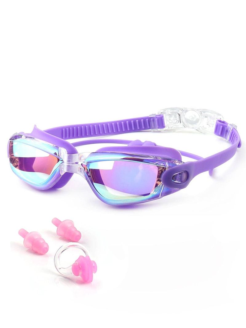 Ochelari de înot pentru adulți, ochelari de înot galvanizați, impermeabili, anti-aburire și anti-ultraviolete, cu cadru mare, ochelari de înot, cu clips pentru nas, dopuri de urechi, cutie_voghion.com