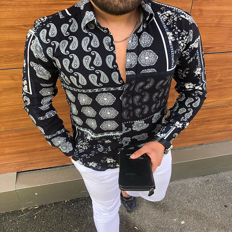 Camicia da uomo stampata a maniche lunghe autunno nuova 2024_voghion.com
