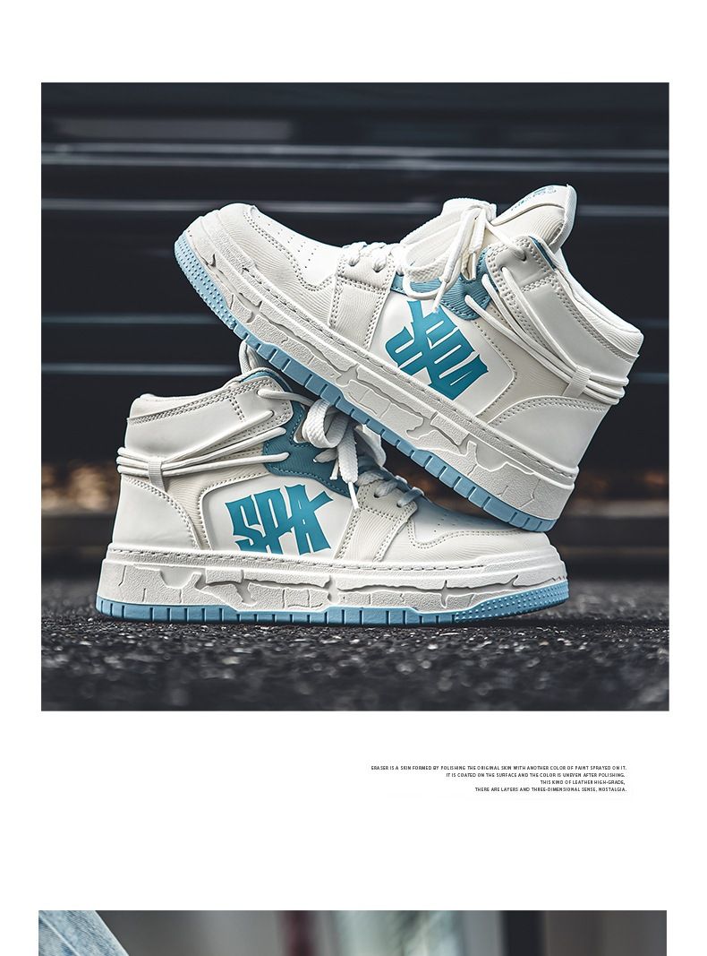 Grenzüberschreitende Schuhe für Herren, dickbesohlte und vielseitig einsetzbare weiße High-Top-Schuhe, neue Freizeitschuhe, Sportschuhe, trendige Sneaker_voghion.com