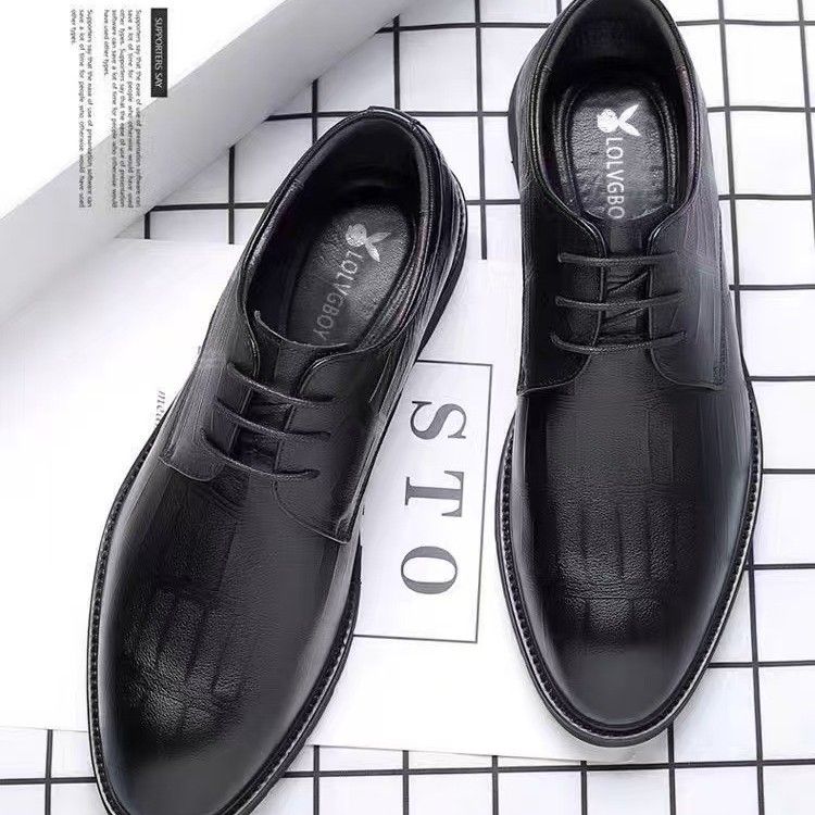 2025 Summer New Spring And Autumn British Style Business Formal Leather For Men With Hidden Wedge, Casual Versatile_voghion.com