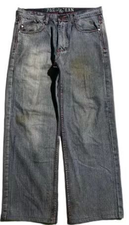 Roupas masculinas jeans retrô desgastado lavado, marca masculina, adolescentes, perna larga, roupa de trabalho, design resistente, calças casuais_voghion.com