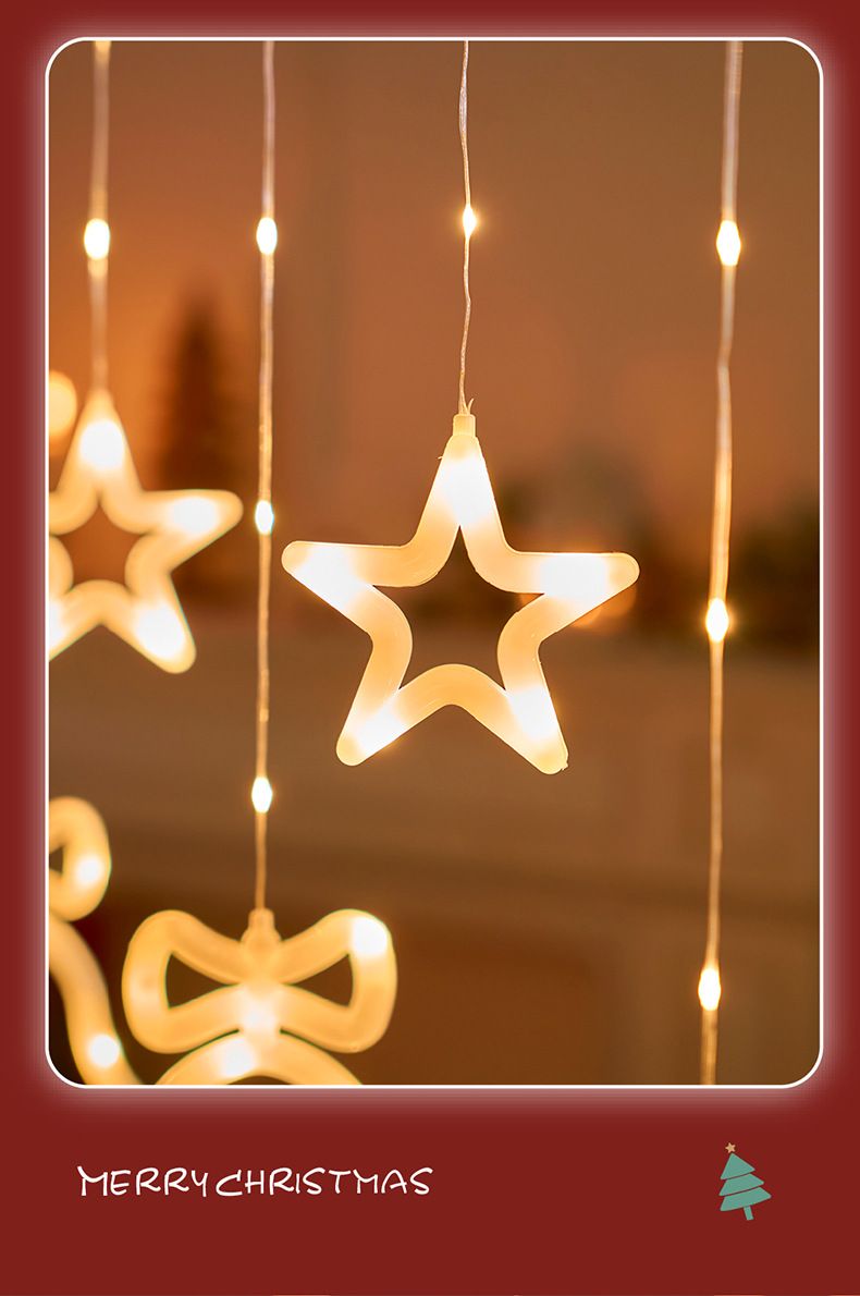 Weihnachts-LED-Lichtervorhang mit Stern- und Monddesign – warmweiße und bunte Optionen für Weihnachtsdekorationen_voghion.com