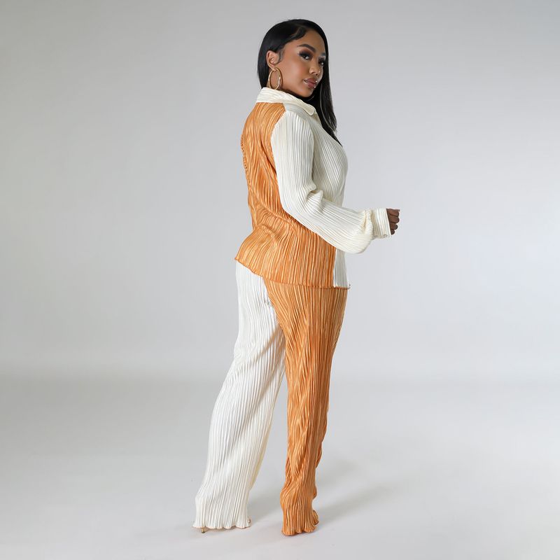 Abbigliamento donna Autunno Nuovi prodotti Colore Stuzzicadenti Tessuto Largo Casual Due Pezzi Completo_voghion.com