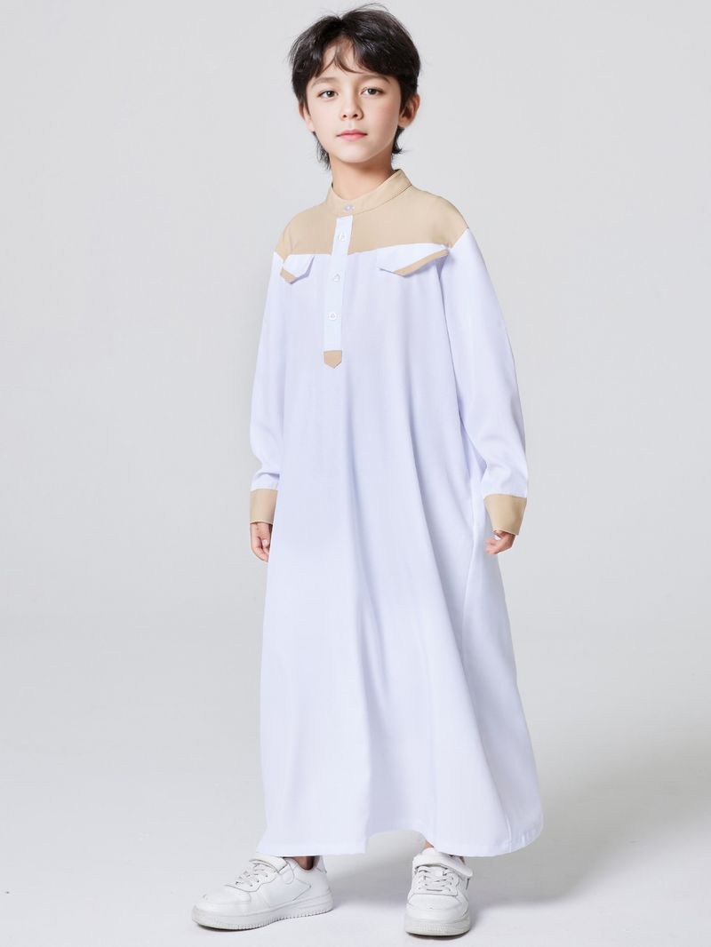 Jonge Meisjes Kleding Midden-Oosten Dubai Turkse Jongen Gewaad Deur Kraag Knoop Gewaad_voghion.com
