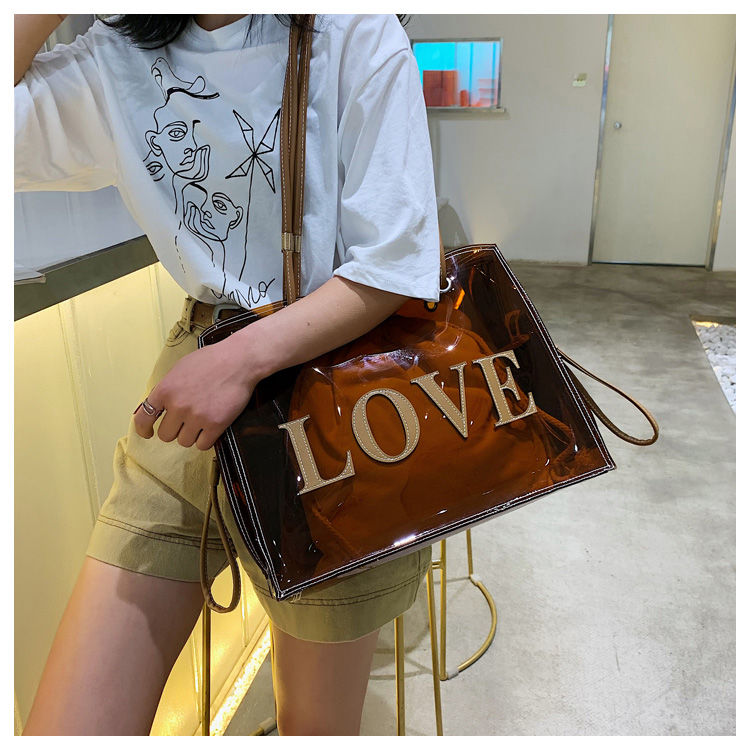 Stylish Transparent Tote for Women, Versatile PVC Shoulder Bag with Roomy Space_voghion.com