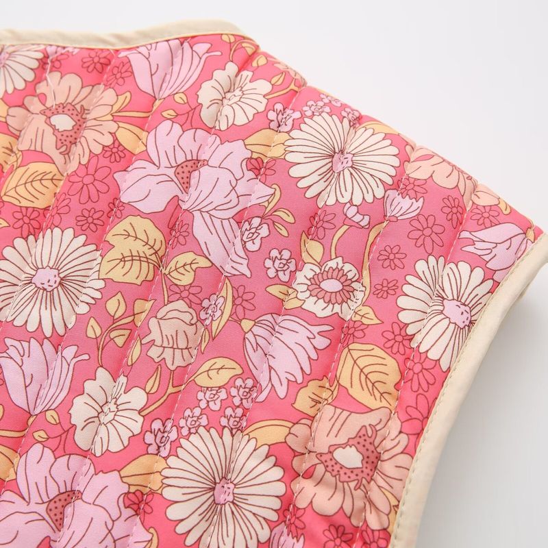 Vêtements pour femmes 2024 été nouvel article petit gilet en coton double face à motif floral_voghion.com