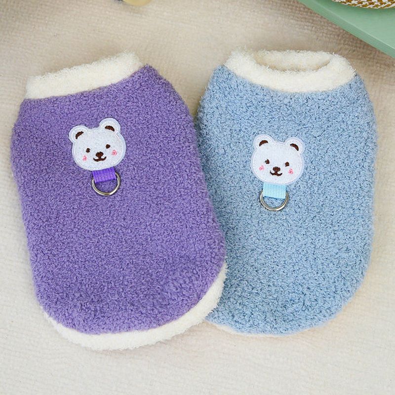 Roupas quentes de inverno com argola em D, casaco de pelúcia para cães pequenos e médios, roupas macias para filhotes, suprimentos para animais de estimação da loja PawParty_voghion.com