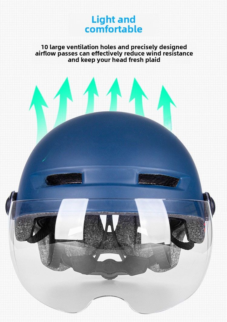 Factory wholesale electric bicycle helmet Four Seasons universal bicycle mountain bike riding helmet with goggles taillight_voghion.com