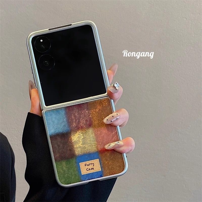 Feather Yarn Colorful Plaid Chain Xiaomi Foldable Phone Case Honor Magic V Flip Huawei Pocket 2_voghion.com