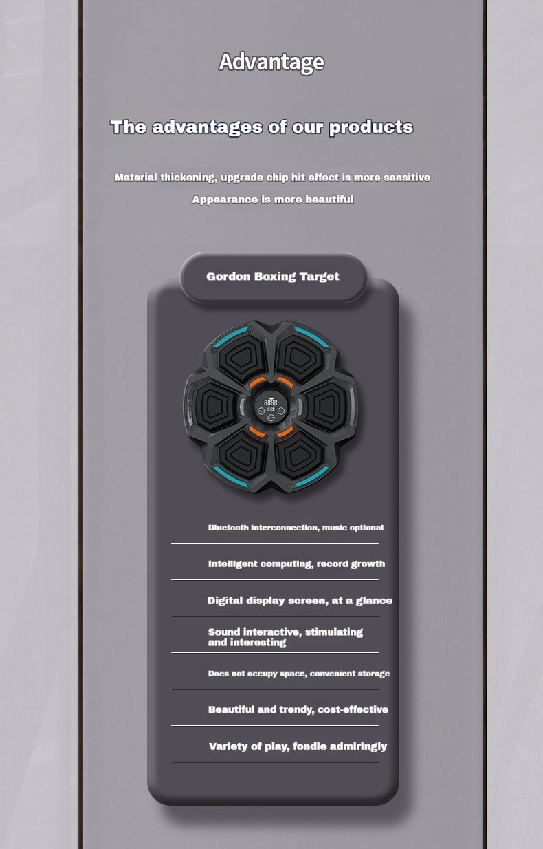 Intelligente Musikboxmaschine Boxwandziel Elektronisches Antwortziel Rhythmuswandziel Hängendes Trainingsgerät_voghion.com