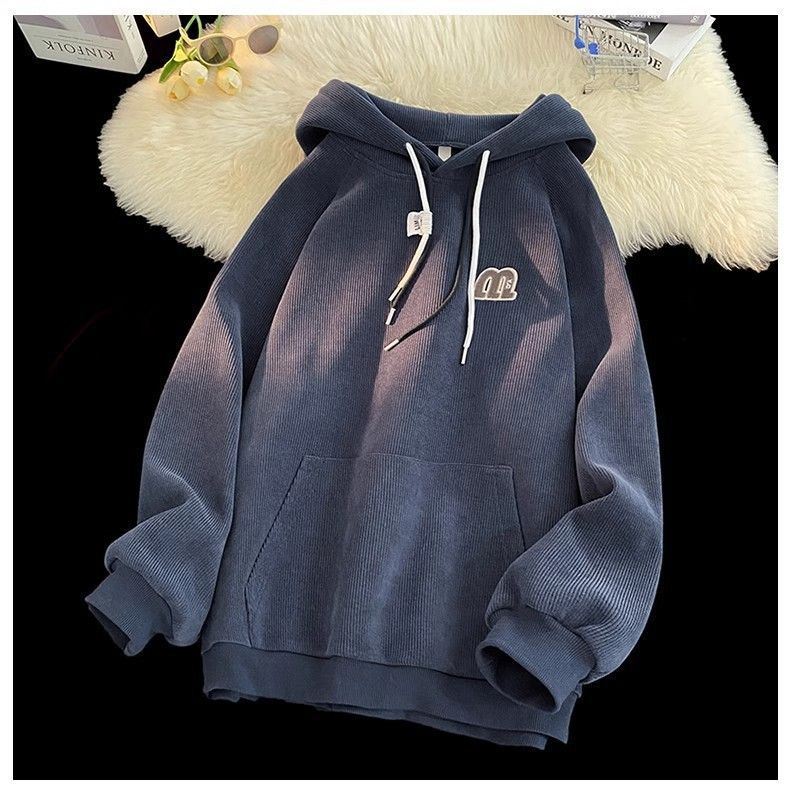 Corduroy Hooded Sweatshirt For Men, Autumn 2023 New Trendy Brand Oversized American Pullover Top_voghion.com