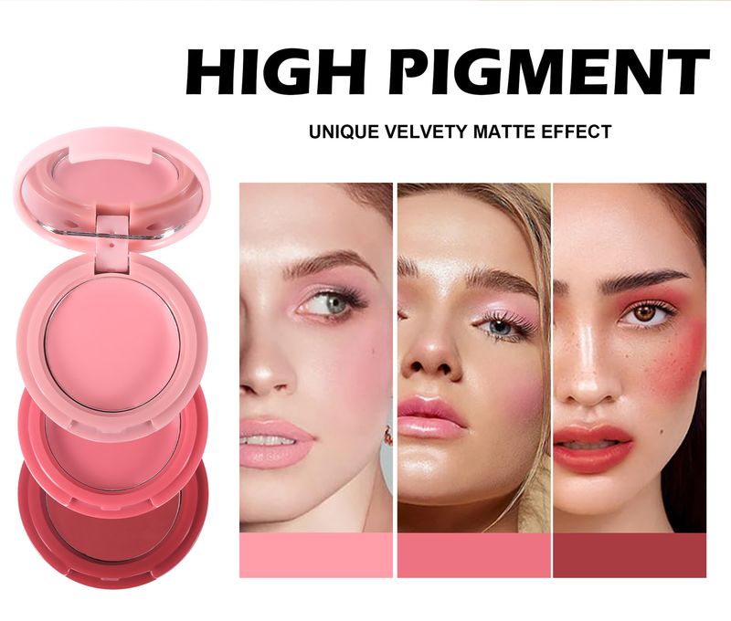 HANDAIYAN 3-Farben-Rouge-Palette zum Zusammenfalten: 3-in-1-Rouge, Kontur und Lidschatten, Mehrzweck-Creme-Rouge_voghion.com