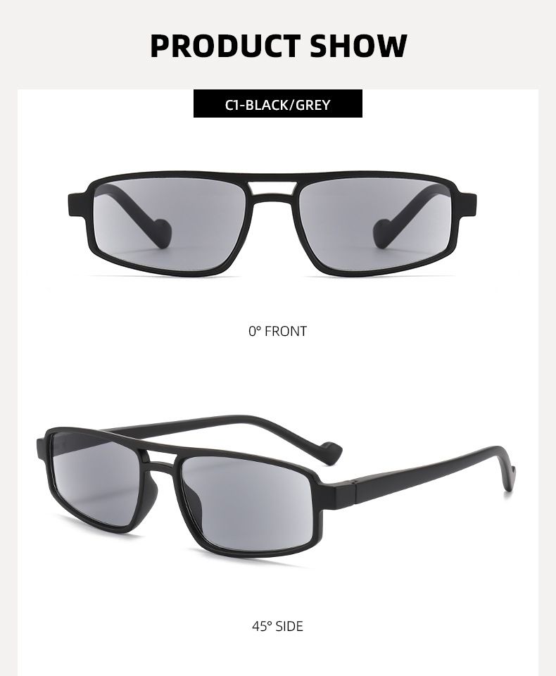 New Rectangular Hollow Double Beam Anti Ultraviolet Sunglasses Sunscreen Reading Glasses_voghion.com