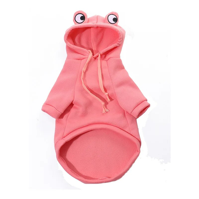 Autunno Cane Rana Felpe Con Cappuccio Per Cani di Piccola Taglia Gatto Morbido Caldo E Accogliente Abbigliamento In Pile Cucciolo Costume Bulldog Francese Chihuahua Pet_voghion.com