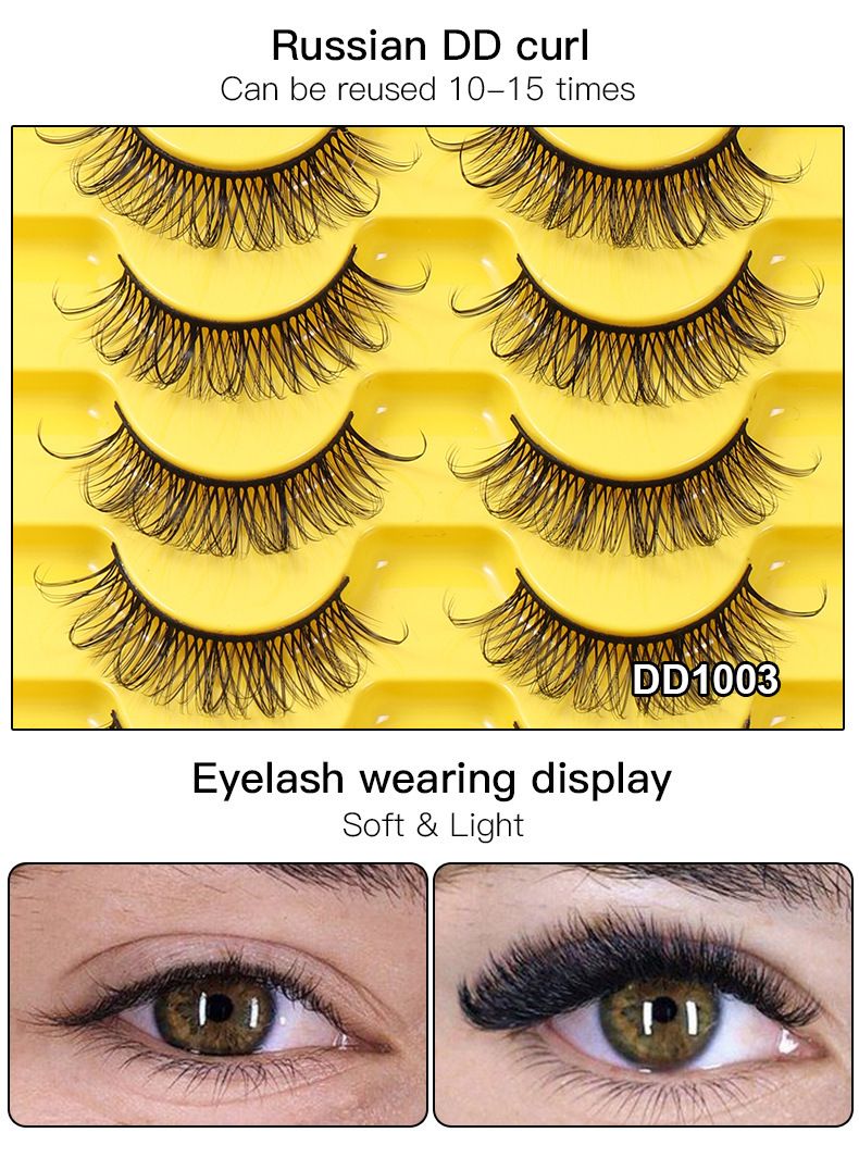 New 10 Pairs Of Boxed False Eyelashes Natural Soft Thick Eyelashes Artificial Chemical Fiber Eyelashes_voghion.com