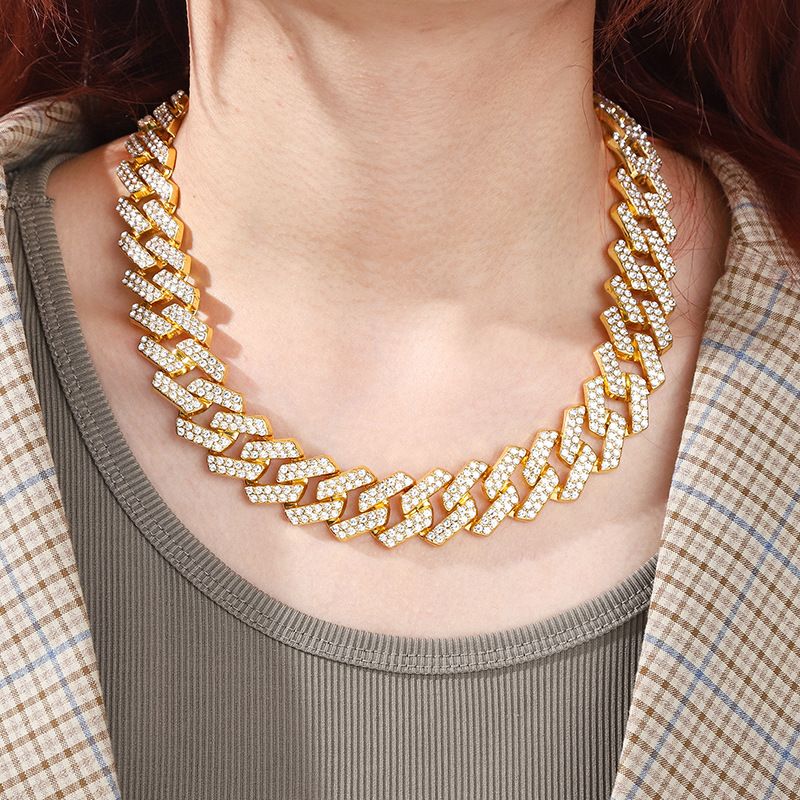 Collana con catena cubana con diamanti Hip Hop, personalizzata, per danza di strada, moto, accessori alla moda per uomo, gioielli da 20 mm di larghezza_voghion.com