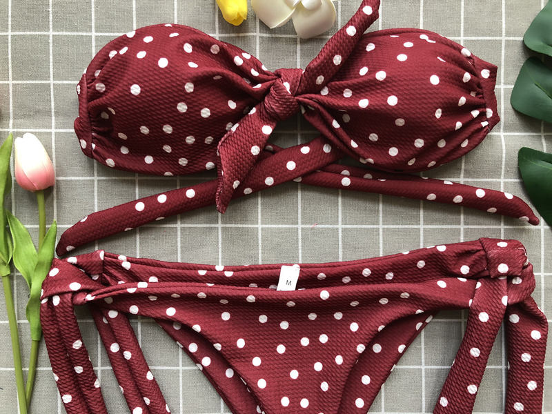 bikini sexy split bikini polka dot print swimsuit_voghion.com