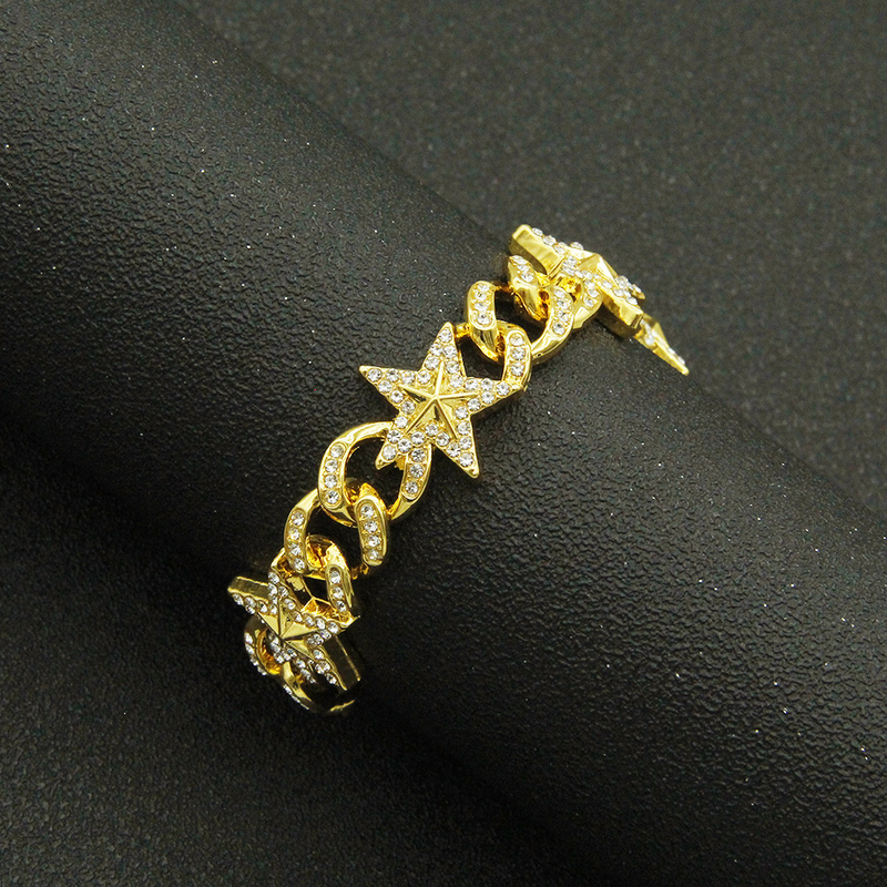 Crystal Miami Iced Out Pulsera de cadena de eslabones cubanos para hombres y mujeres Encantos de diamantes de imitación completos Cadena de joyería de Hip Hop_voghion.com