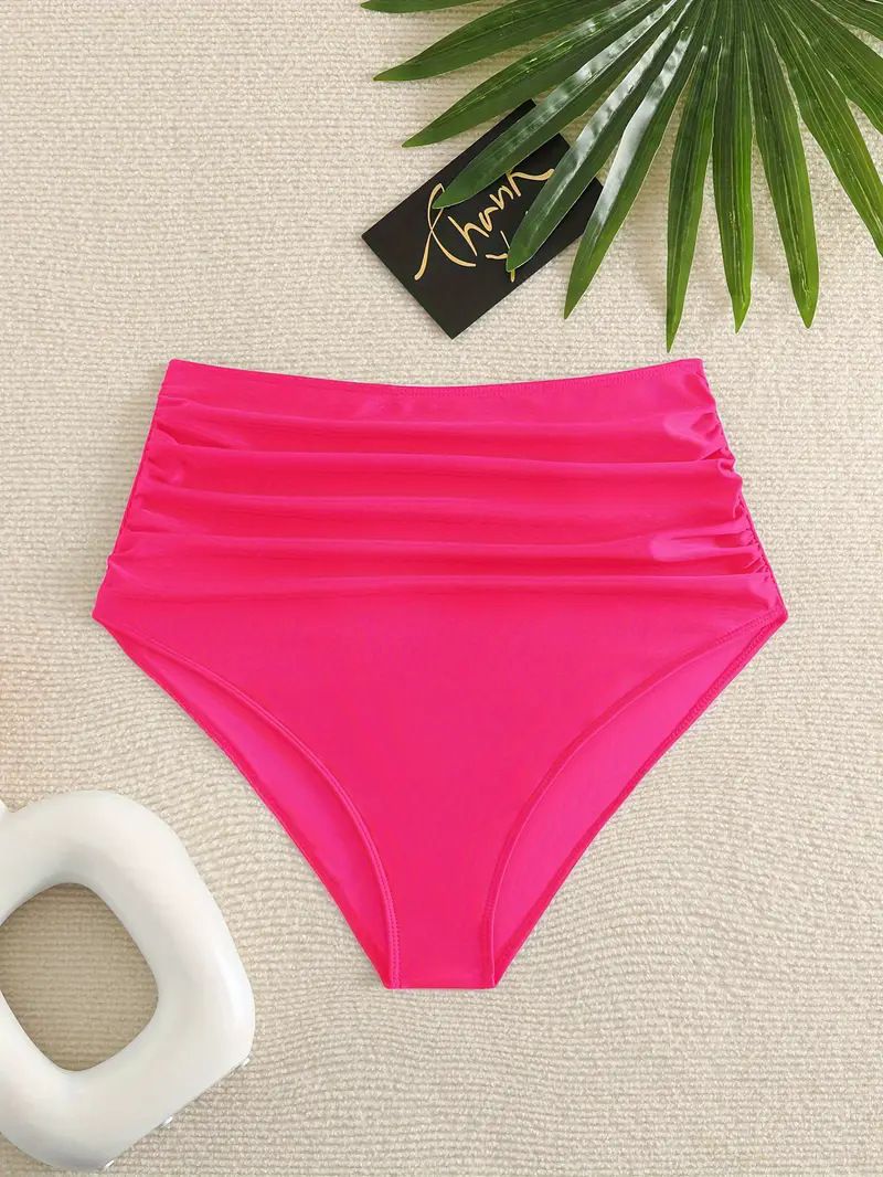 High-Waisted Bikini Bottom – Tummy Control & Quick-Dry Fabric (S-XL) – Solid/Animal Print Swimwear For Women_voghion.com