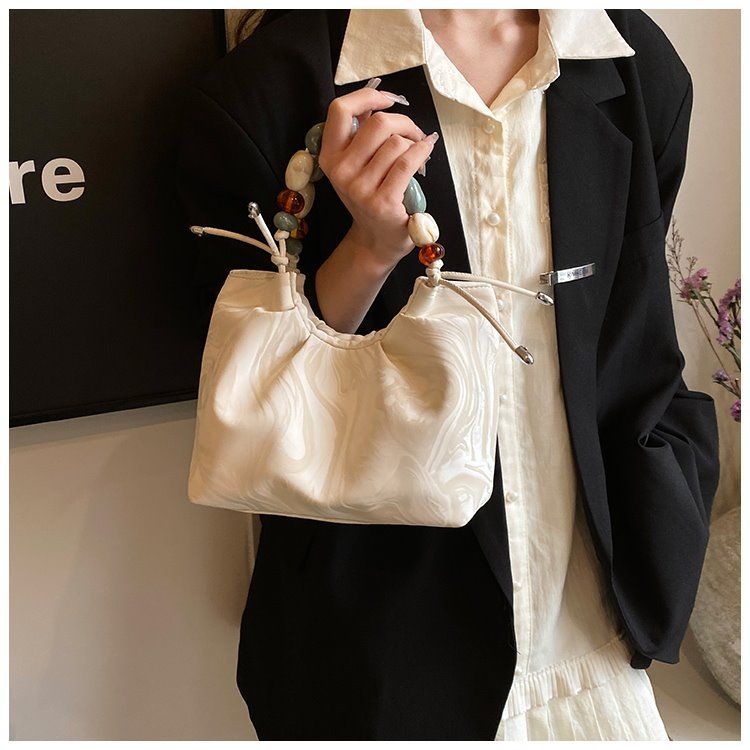 Silver handbag 2024 summer niche new Chinese style single shoulder crossbody chain carrying bucket bag for women_voghion.com