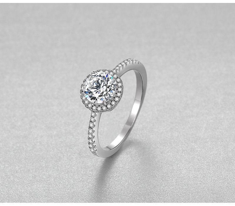 S Pure Silver Plated Platinum Mosonite Luxury Round Bag Four Claw One Two Carat Wedding Ladies Ring_voghion.com