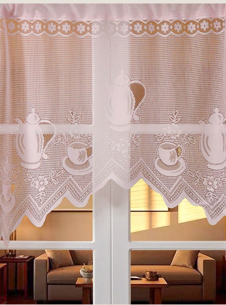 Tenda da caffè in pizzo francese Textiles - Tenda a mezza tenda con ricamo geometrico per finestre e porte, divisorio antipolvere per ambienti_voghion.com