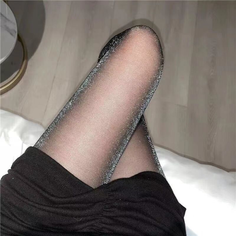 Seidenstrümpfe, helle, dünne Seidenstrümpfe im Prinzessinnenstil, glänzende Beine für Damen, sexy, unsichtbare schwarze Seidenstrumpfhose in Hautfarbe_voghion.com
