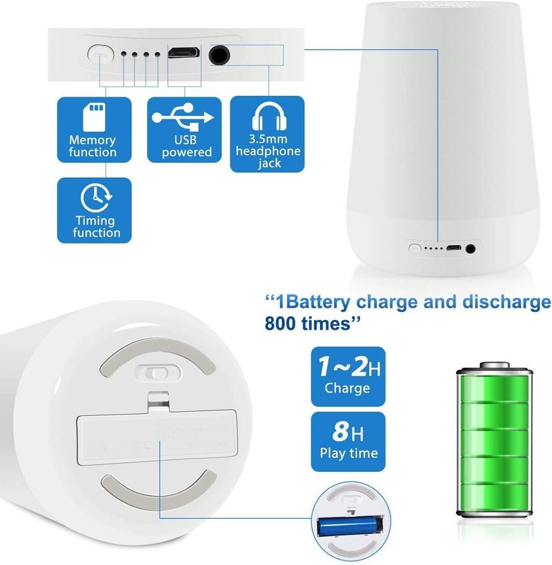 Máquina de ruido blanco para bebés, instrumento relajante para dormir, reproductor de música, luz nocturna, ayuda para dormir, instrumento de ruido blanco para dormir._voghion.com