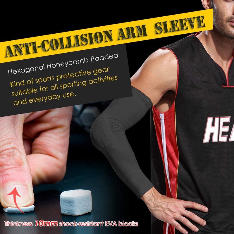 Protector de brazo deportivo con forma de panal anticolisión, protector de codo a presión para baloncesto, bádminton y tenis_voghion.com
